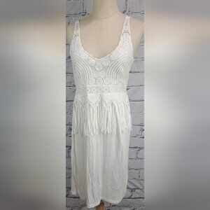 NWT Ambar Women's Summer Dress White Large Guipure Lace Midi Farm Boho Large